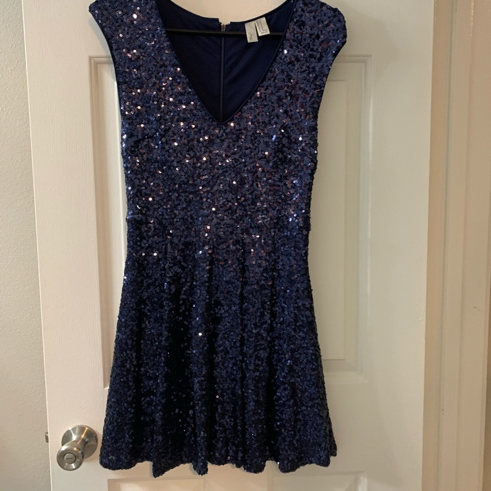 Blue sequin semi formal dress